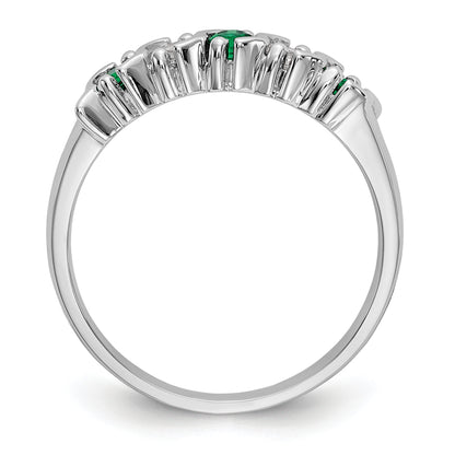 14k White Gold Real Diamond w/Emerald Band