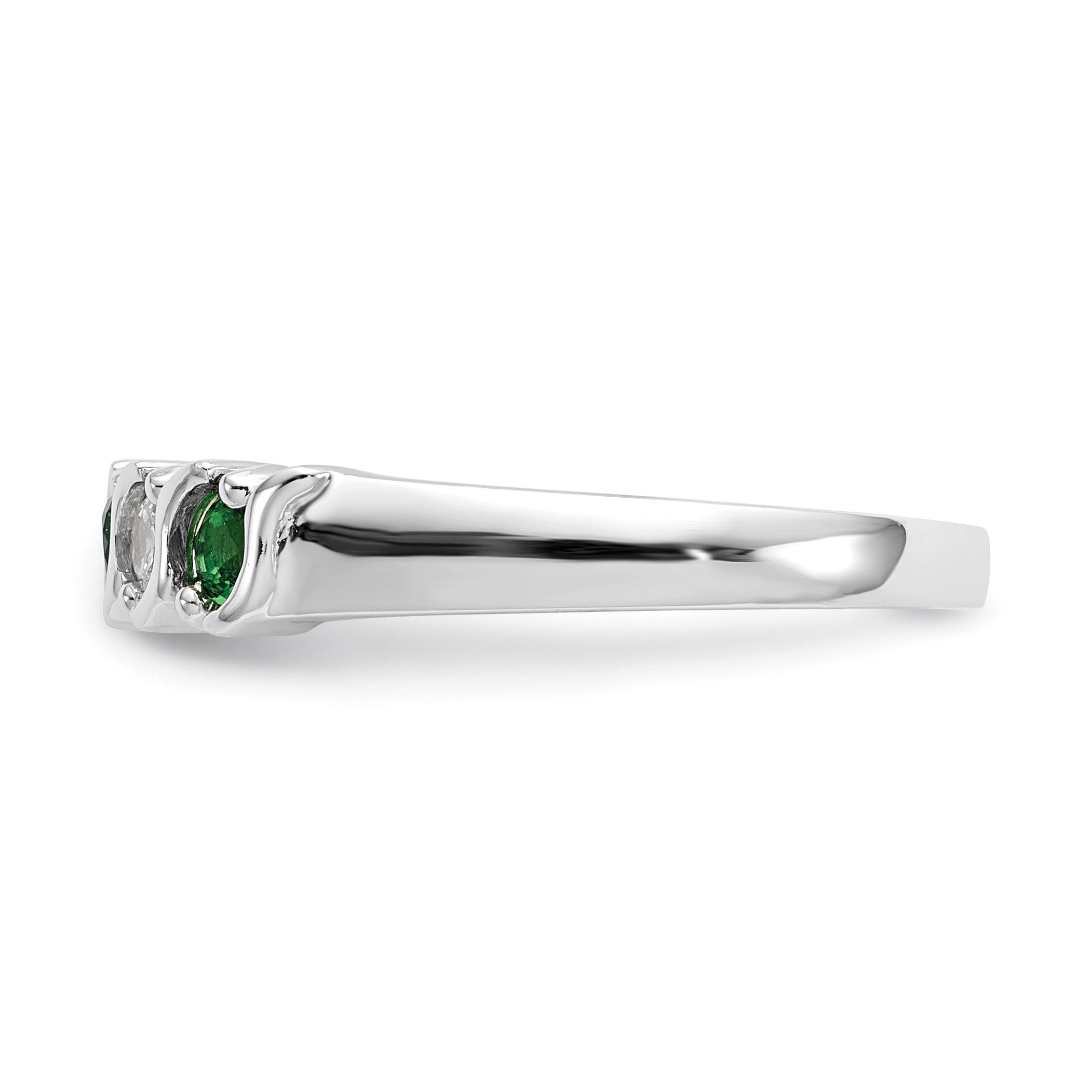 14k White Gold Real Diamond w/Emerald Band