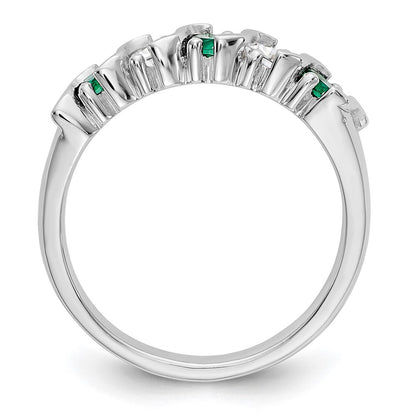 14k White Gold Real Diamond w/Emerald Band