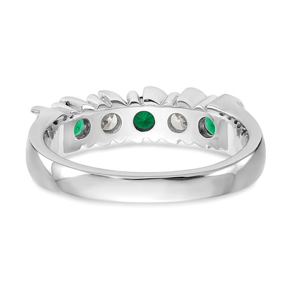 14k White Gold Real Diamond w/Emerald Band