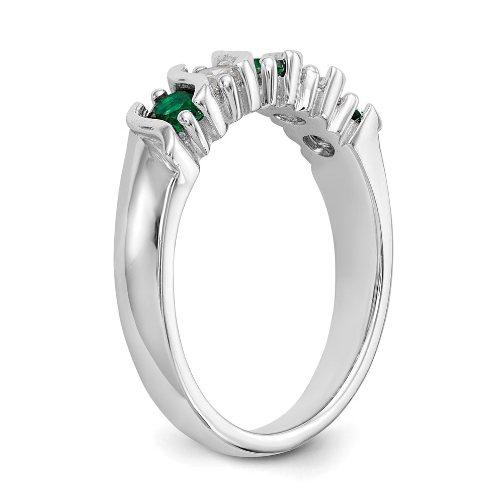 14k White Gold Real Diamond w/Emerald Band