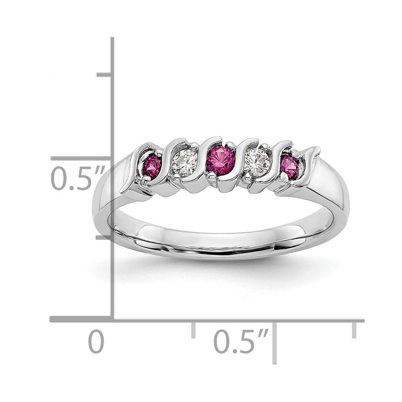 10K White Gold Diamond W/Ruby Band