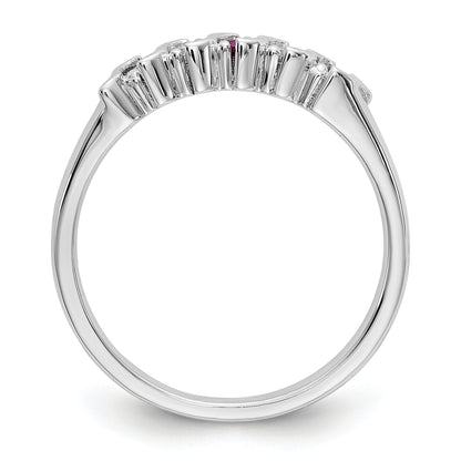 14k White Gold Real Diamond w/Ruby Band