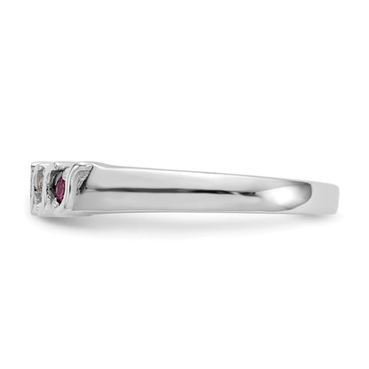 14k White Gold Real Diamond w/Ruby Band