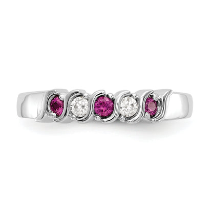 14k White Gold Real Diamond w/Ruby Band