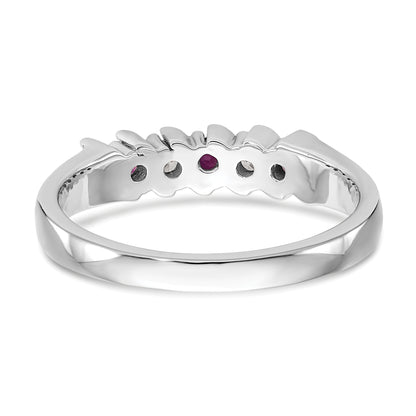 14k White Gold Real Diamond w/Ruby Band