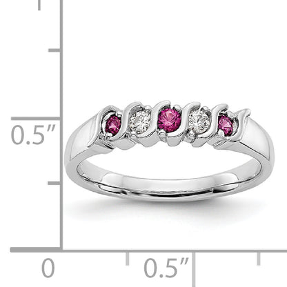 14k White Gold Real Diamond w/Ruby Band