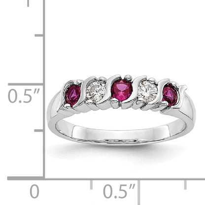 14k White Gold Real Diamond w/Ruby Band