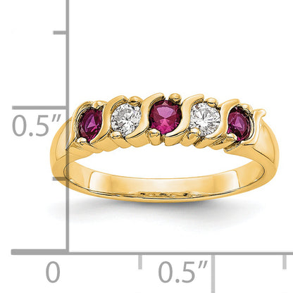 14k Yellow Gold Real Diamond w/Ruby Band