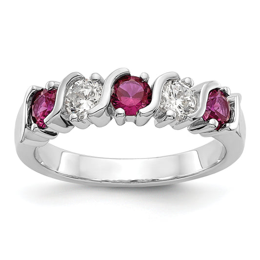 14k White Gold Real Diamond w/Ruby Band