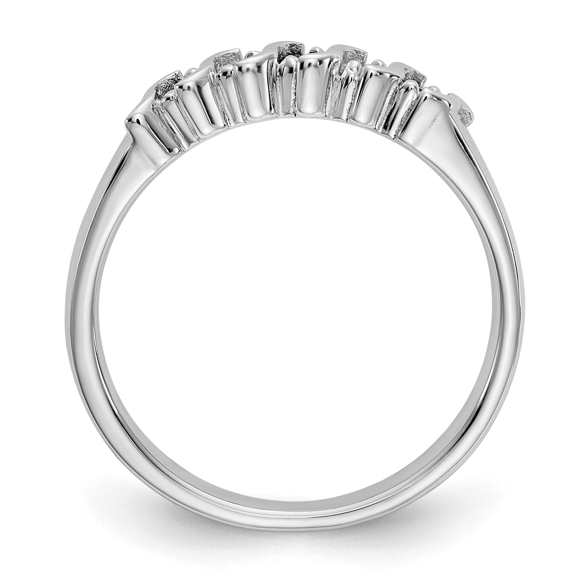10K White Gold Diamond W/Sapphire Band