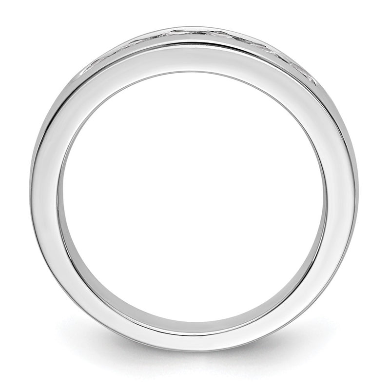14K White Gold 6 Stone 1/2 Carat Round Diamond Complete Channel Band