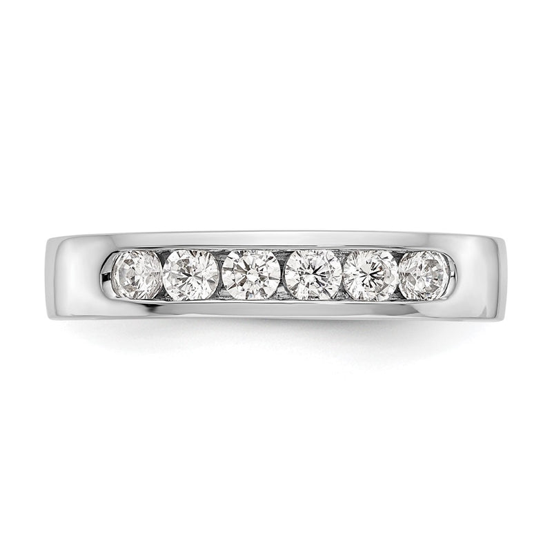 14K White Gold 6 Stone 1/2 Carat Round Diamond Complete Channel Band