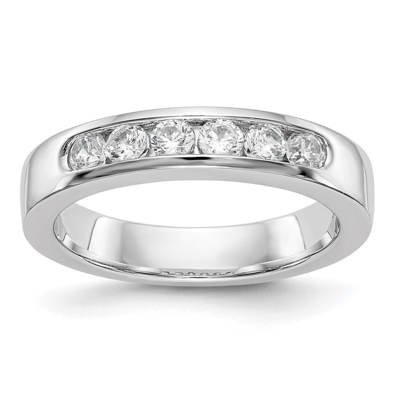 14K White Gold 6 Stone 1/2 Carat Vs Round Diamond Complete Channel Band