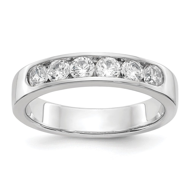 14K White Gold 6 Stone 3/4 Carat Round Diamond Complete Channel Band
