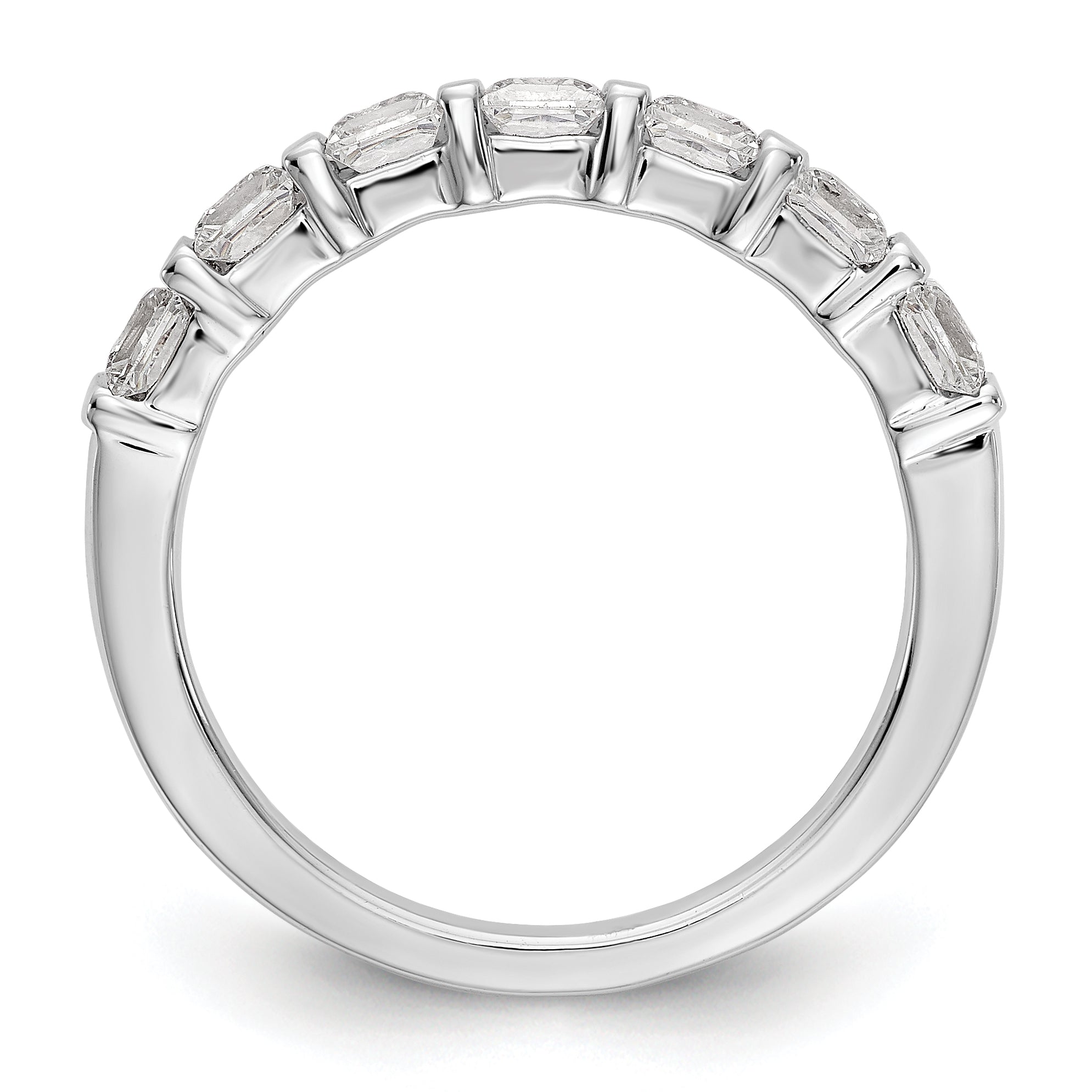 14K White Gold 7-Stone Real Diamond Band