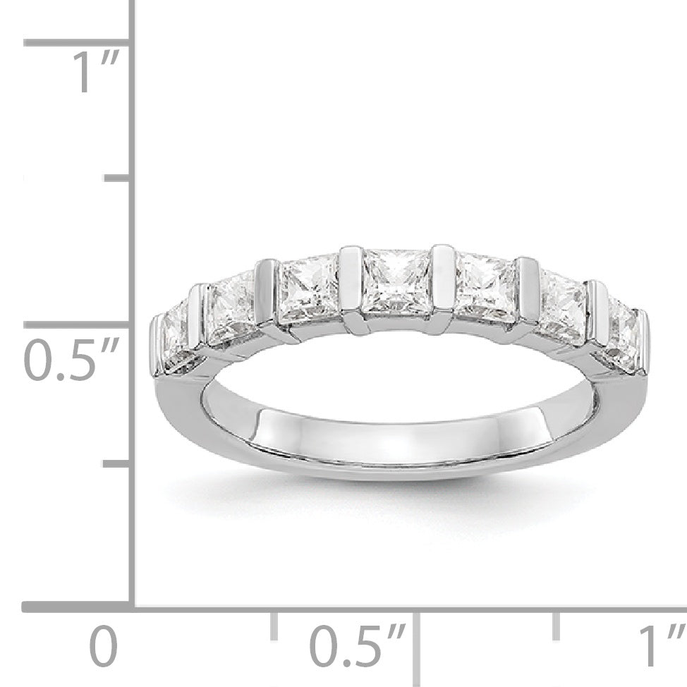14K White Gold 7-Stone Real Diamond Band