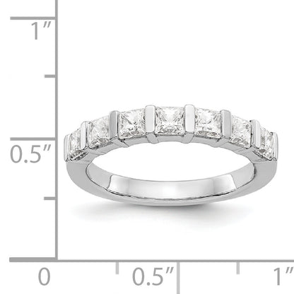 14K White Gold 7-Stone Real Diamond Band