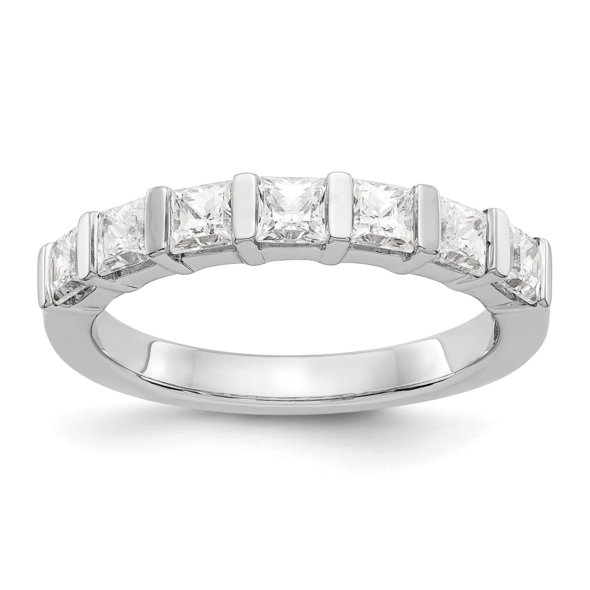 14K White Gold 7-Stone Real Diamond Band
