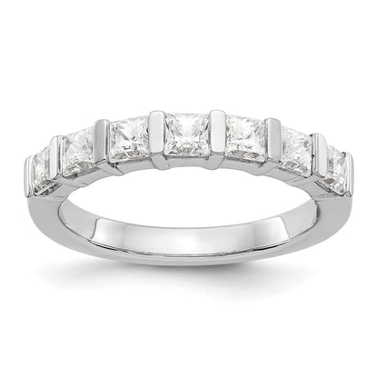 14K White Gold 7-Stone Real Diamond Band