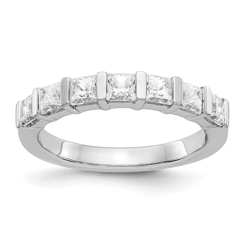 14K White Gold 7-Stone Real Diamond Band