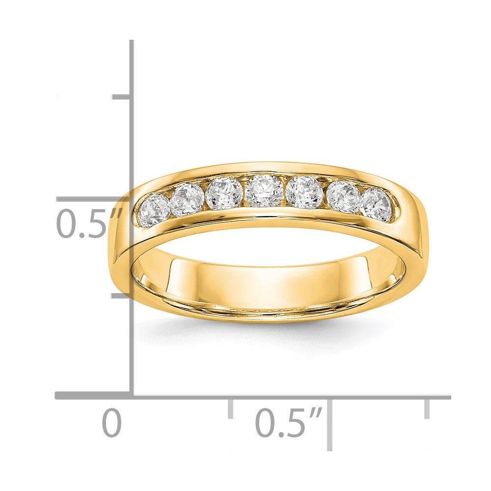 14K Yellow Gold 7-Stone Real Diamond Channel Band