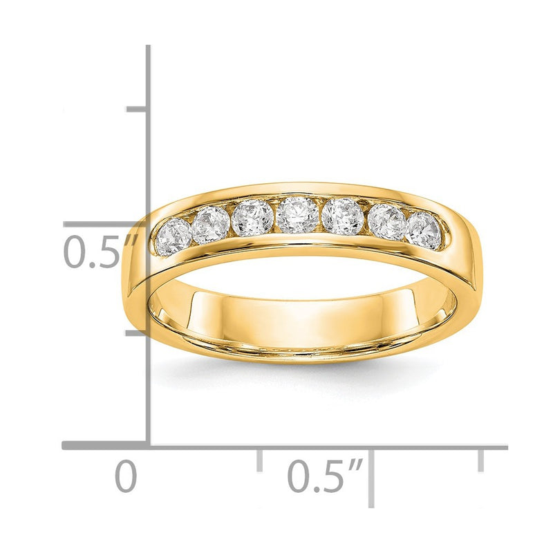 14k Yellow Gold 7-Stone 3/8 carat Round Diamond Complete Channel Band
