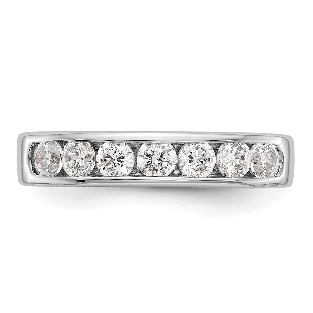 10K White Gold 7-Stone Diamond Channel Wedding Band Ring