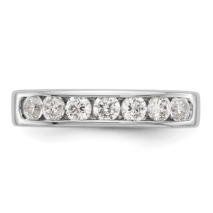 10K White Gold 7-Stone Diamond Channel Wedding Band Ring