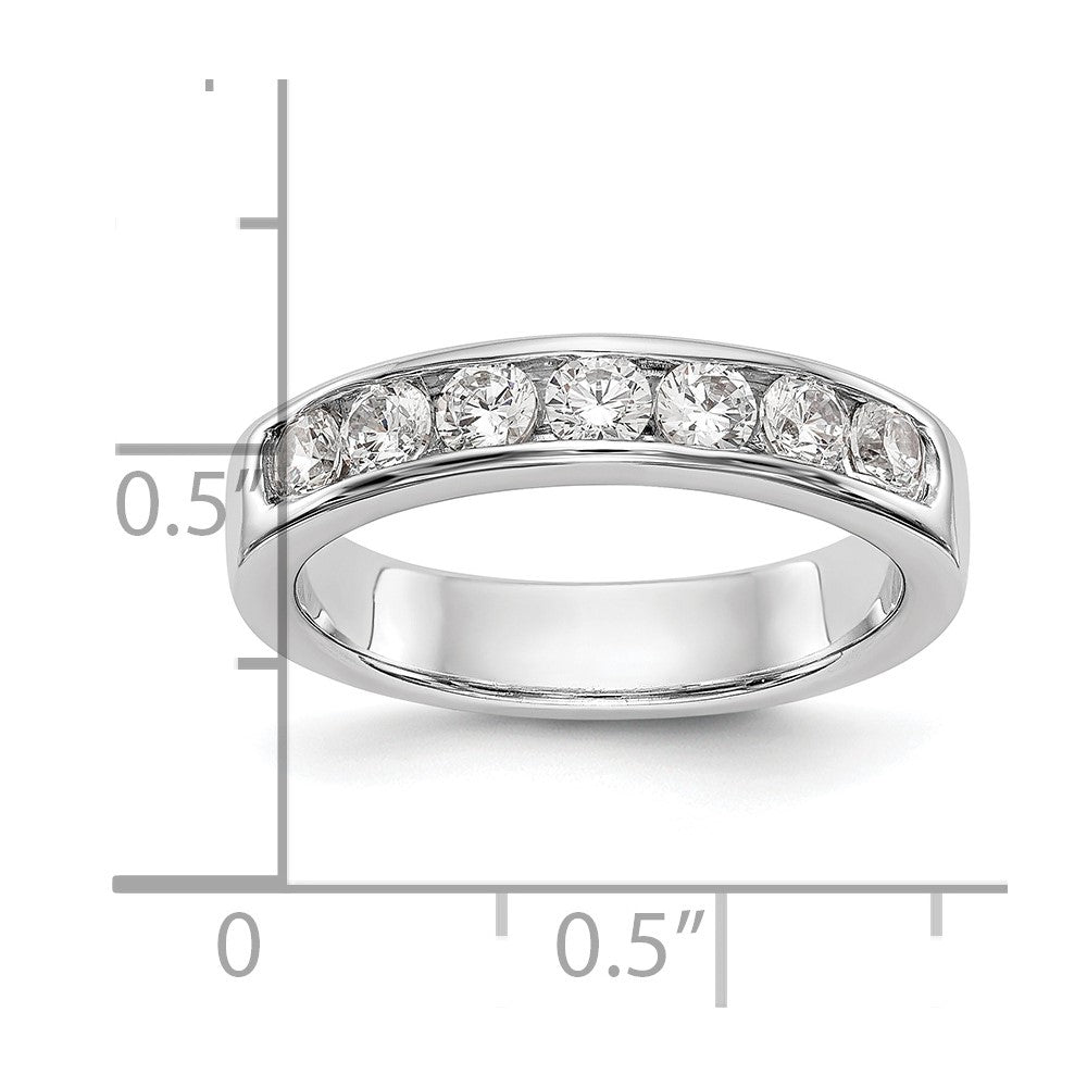 14K White Gold 7-Stone Real Diamond Channel Band