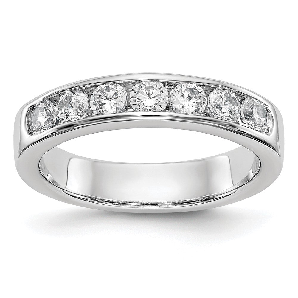 14K White Gold 7-Stone Real Diamond Channel Band