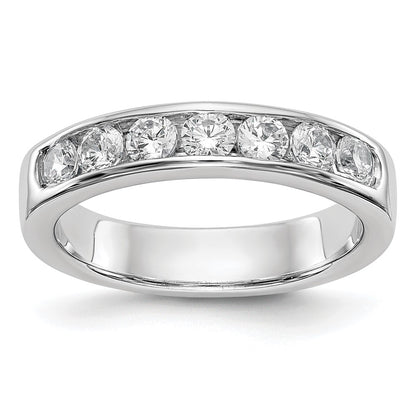 14K White Gold 7-Stone Real Diamond Channel Band