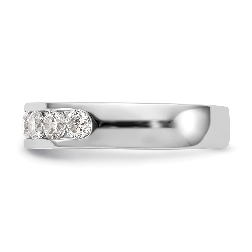 14K White Gold 7-Stone 1 carat Round Diamond Complete Channel Wedding Band Ring