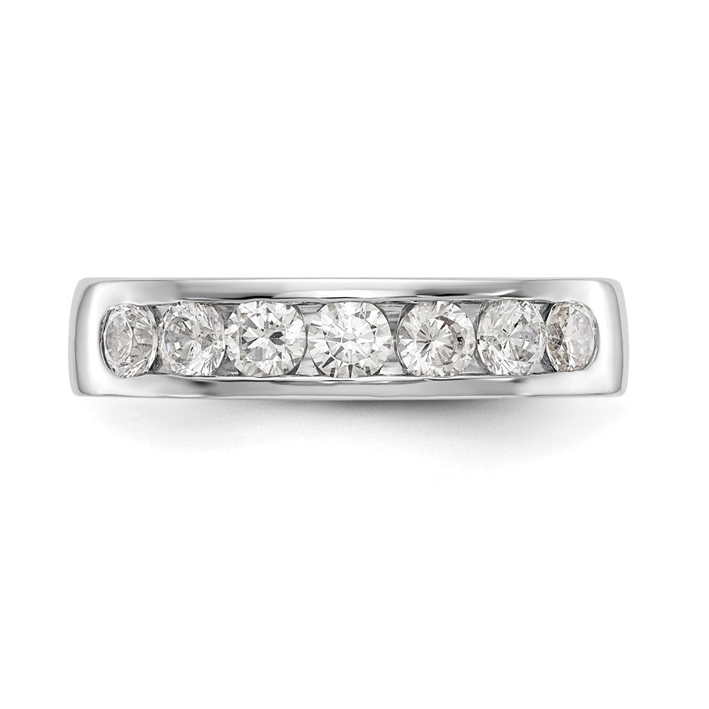 14K White Gold 7-Stone 1 carat Round Diamond Complete Channel Wedding Band Ring