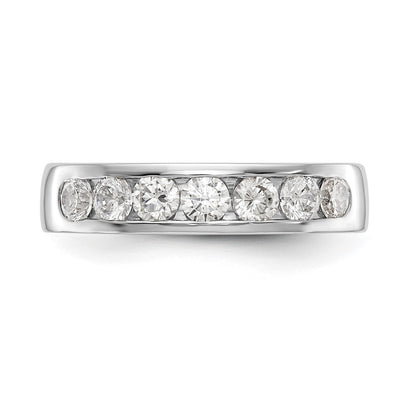14K White Gold 7-Stone 1 carat Round Diamond Complete Channel Wedding Band Ring