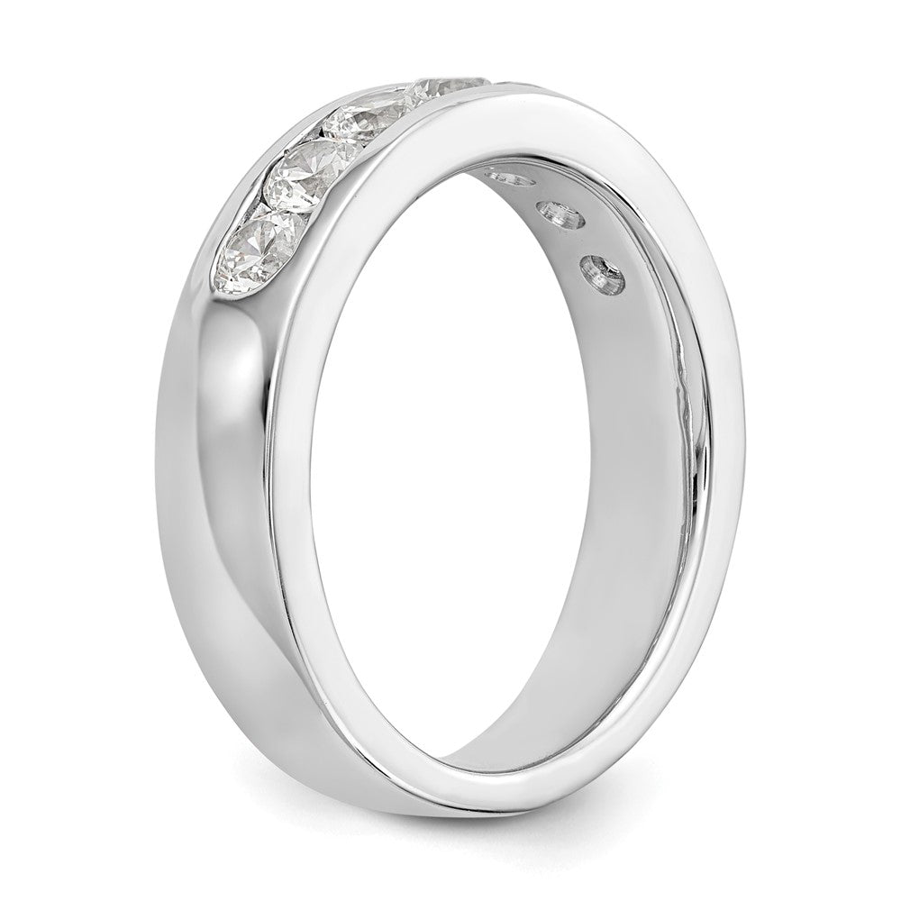 14K White Gold 7-Stone 1 carat Round Diamond Complete Channel Wedding Band Ring