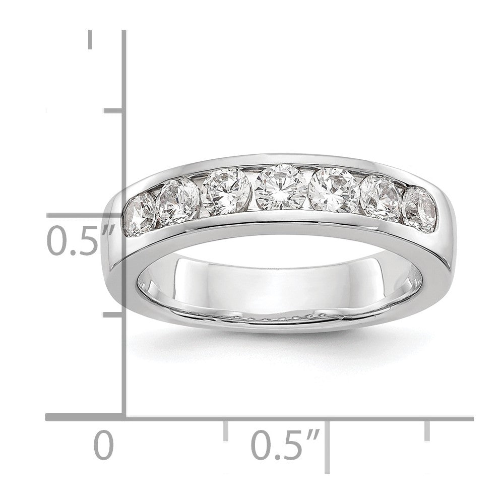 14K White Gold 7-Stone 1 carat Round Diamond Complete Channel Wedding Band Ring