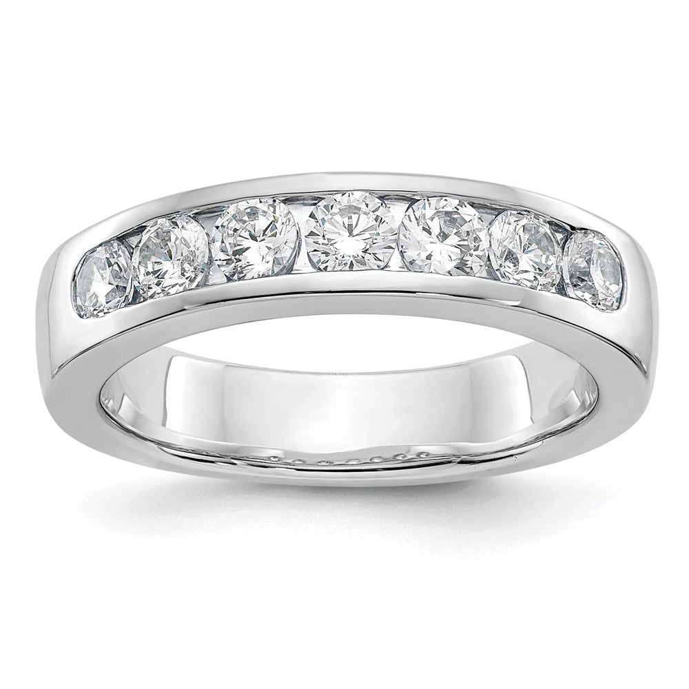 14K White Gold 7-Stone 1 carat Round Diamond Complete Channel Wedding Band Ring