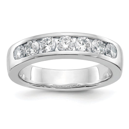 14K White Gold 7-Stone 1 carat Round Diamond Complete Channel Wedding Band Ring