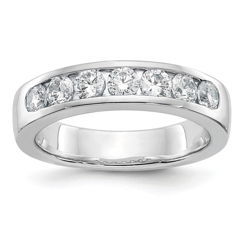 14K White Gold 7-Stone 1 carat Round Diamond Complete Channel Wedding Band Ring
