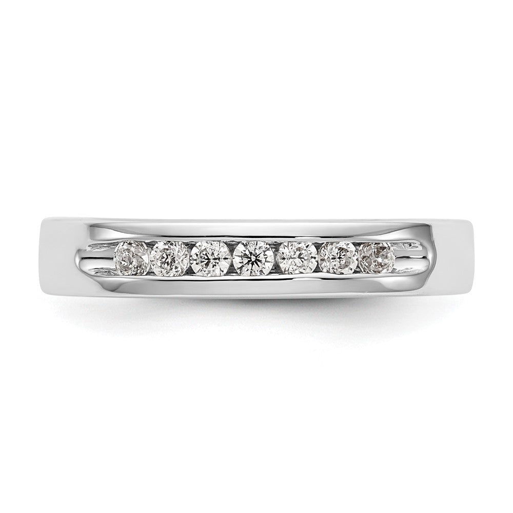 14K White Gold 7-Stone Real Diamond Channel Band