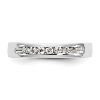 14K White Gold 7-Stone Real Diamond Channel Band