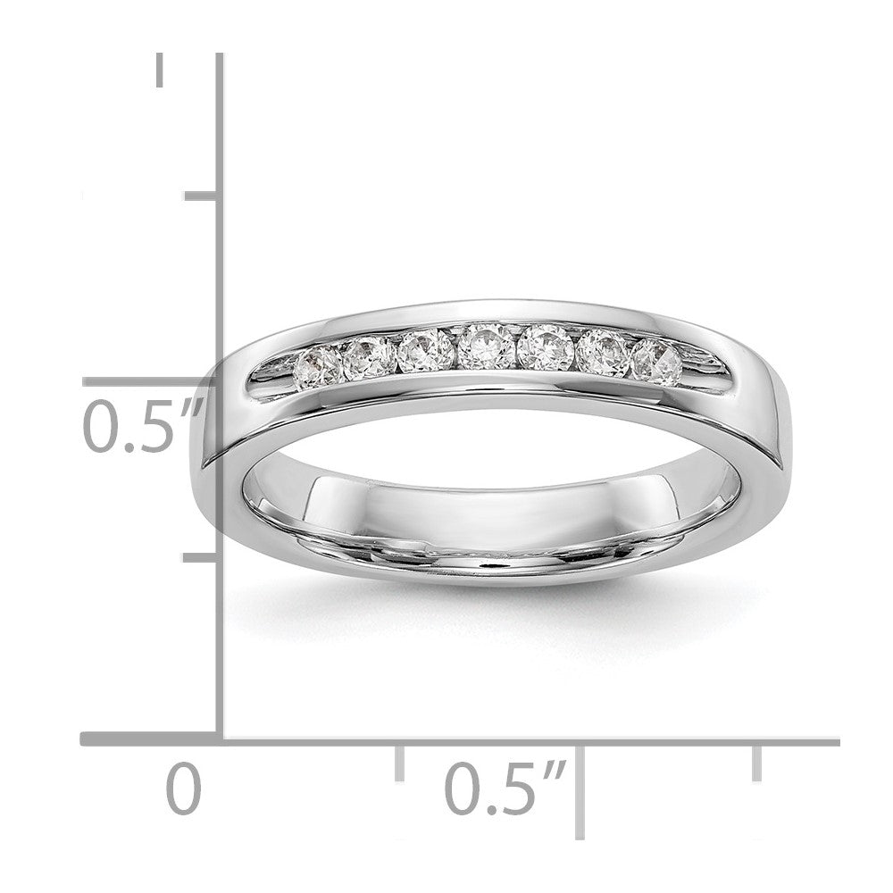 14K White Gold 7-Stone Real Diamond Channel Band
