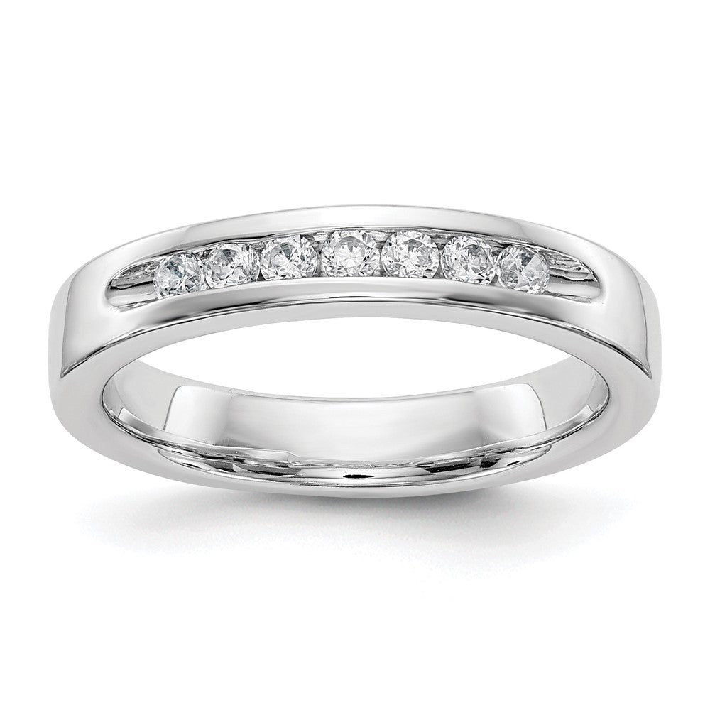 14K White Gold 7-Stone Real Diamond Channel Band