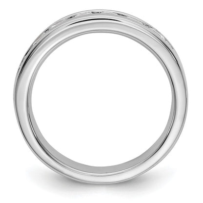 14K White Gold 7-Stone Real Diamond Channel Band