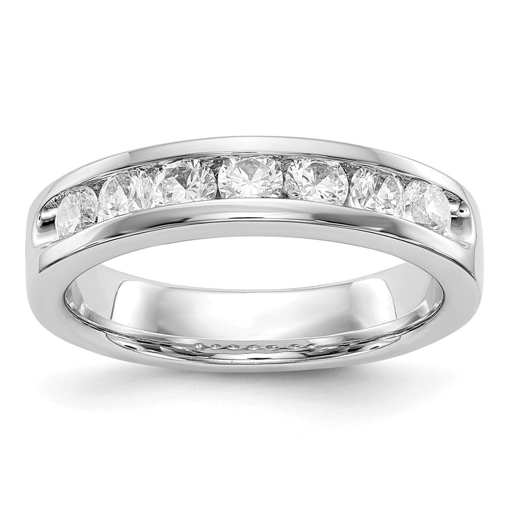 14K White Gold 7-Stone Real Diamond Channel Band