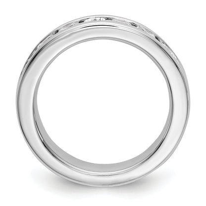 14K White Gold 7 Stone 1 Carat Round Diamond Complete Channel Band