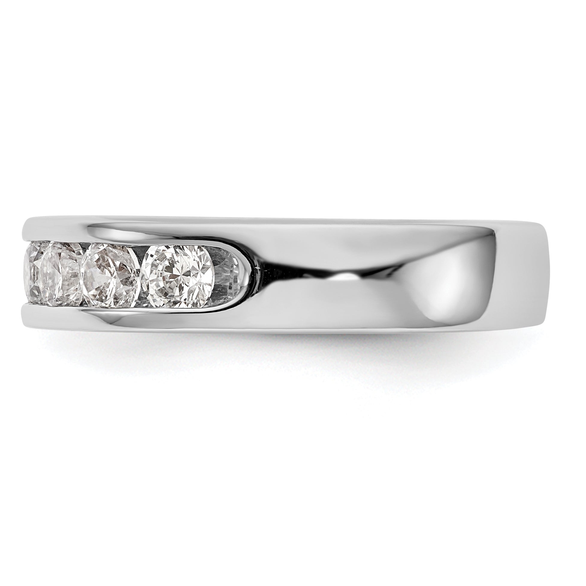 14K White Gold 7 Stone 1 Carat Round Diamond Complete Channel Band