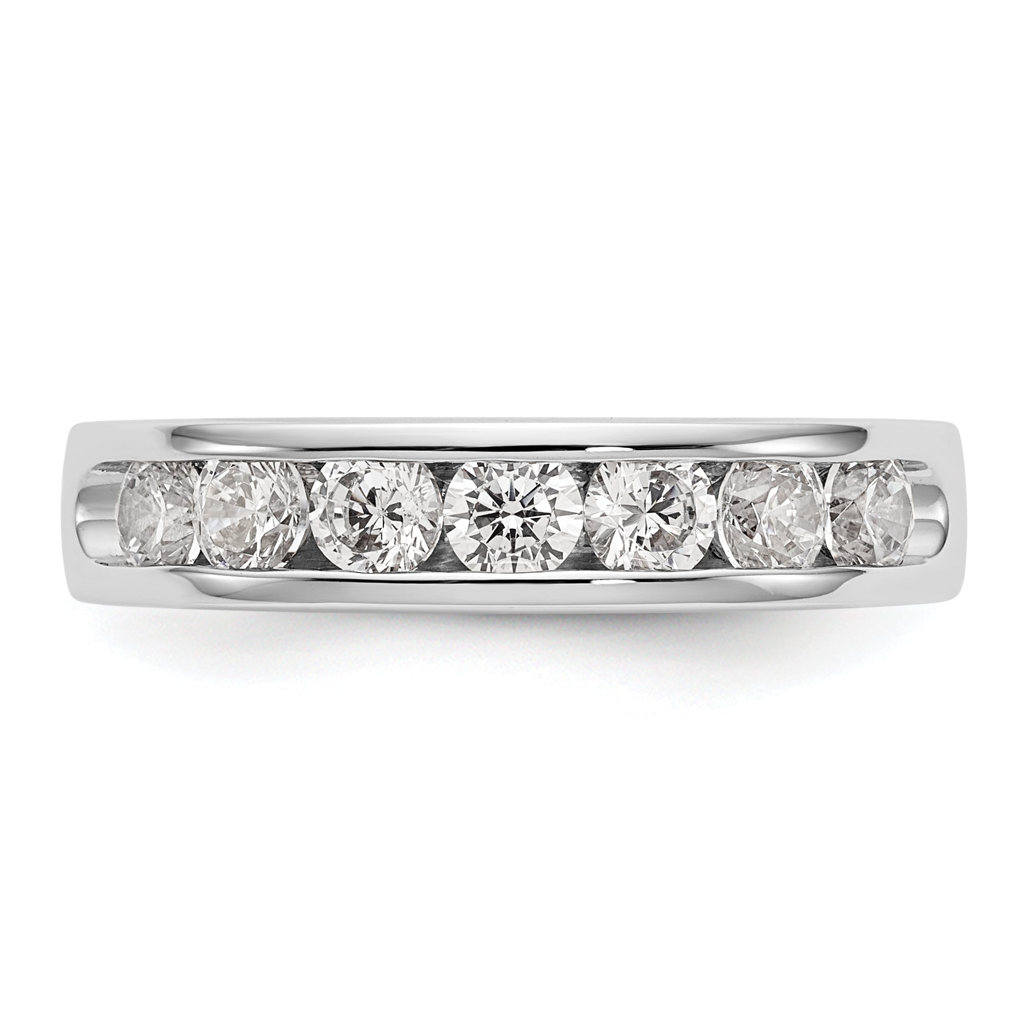14K White Gold 7 Stone 1 Carat Round Diamond Complete Channel Band