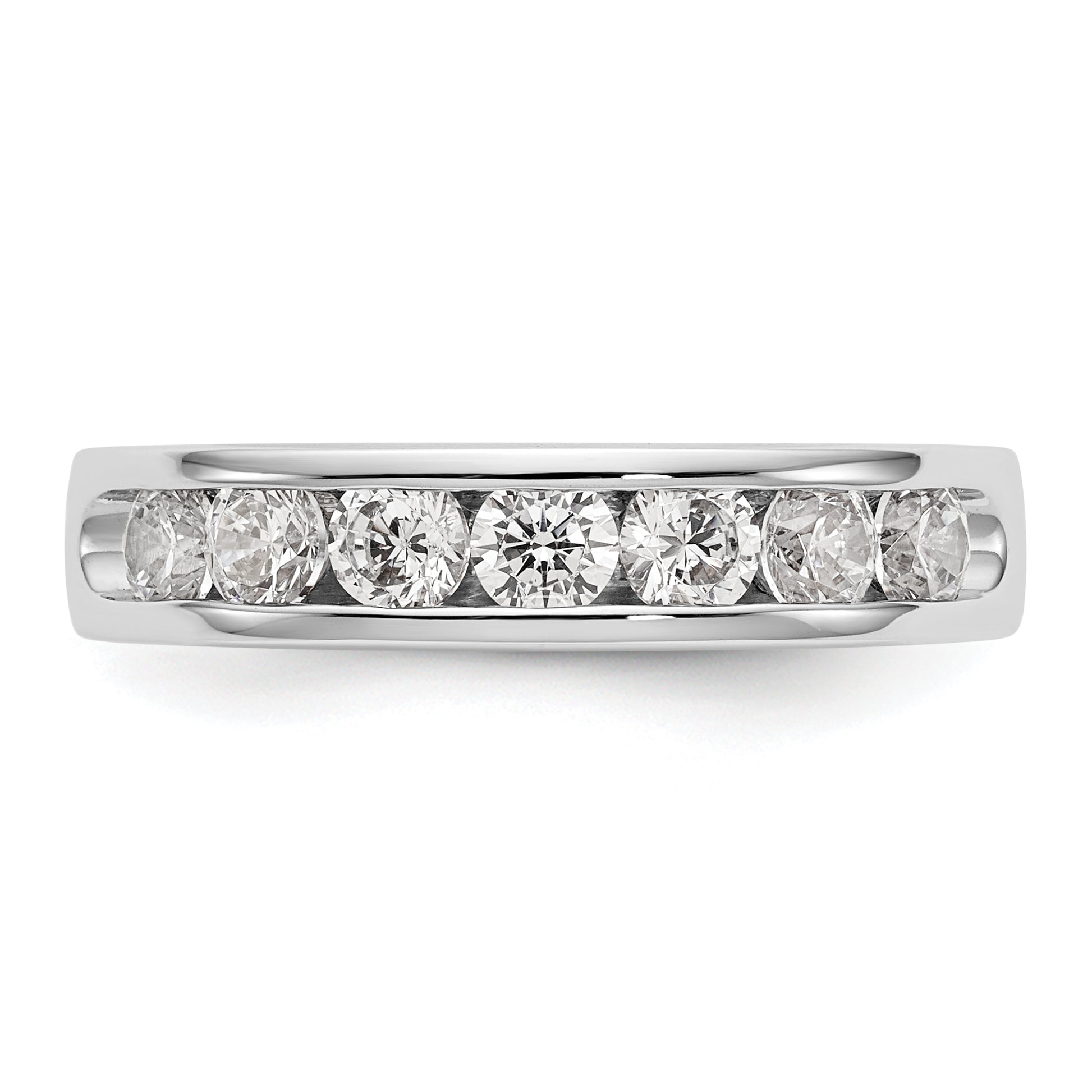 14K White Gold 7 Stone 1 Carat Round Diamond Complete Channel Band